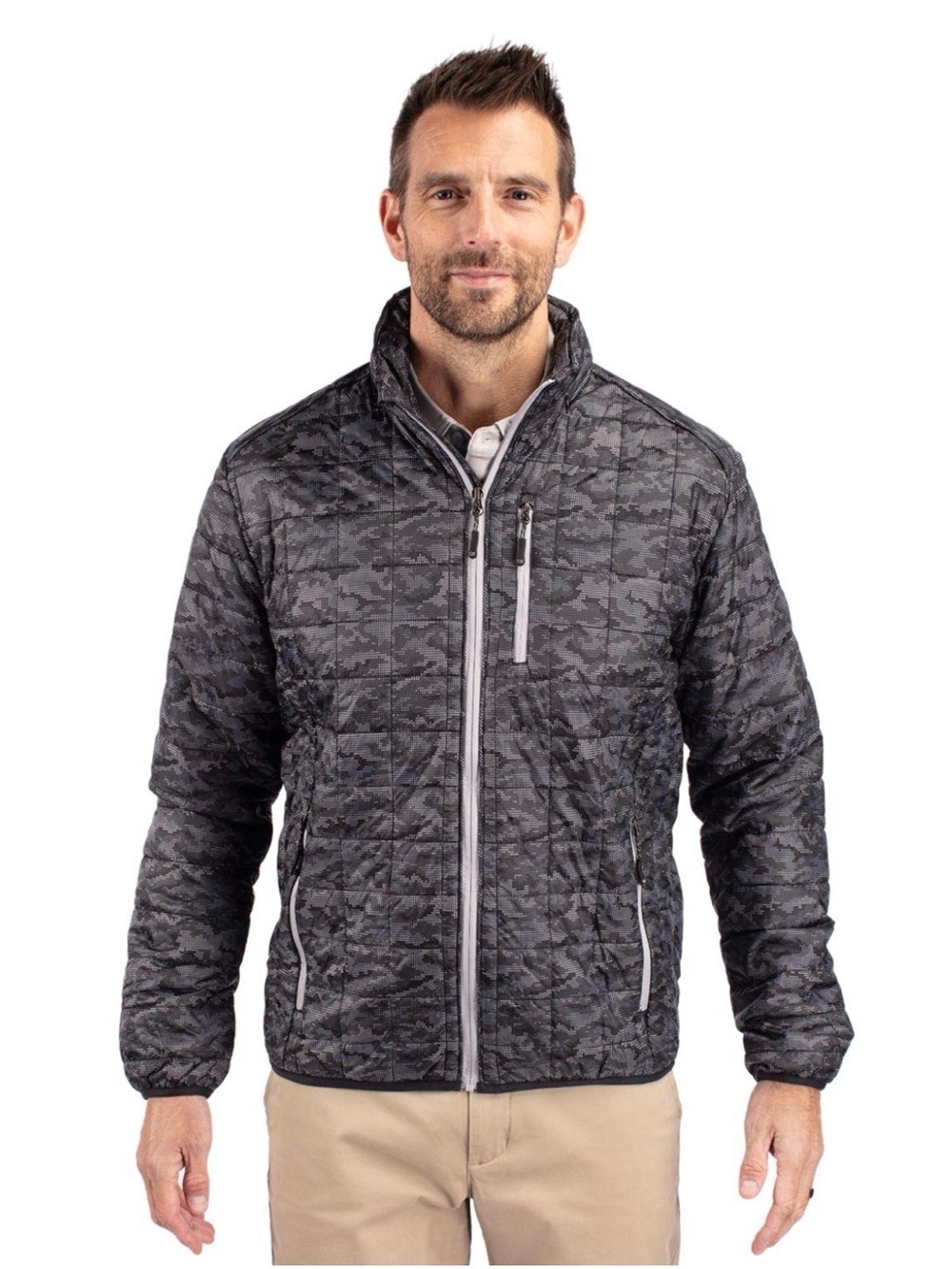 Cutter & Buck Men's Quilted Camouflage Jacket in Charcoal